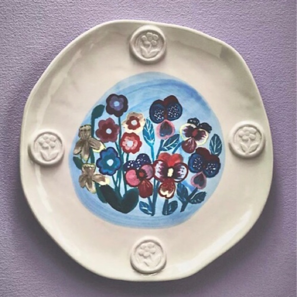 Anthropologie Francesca Kaye Handpainted Glazed Plate New In Box - Picture 1 of 10